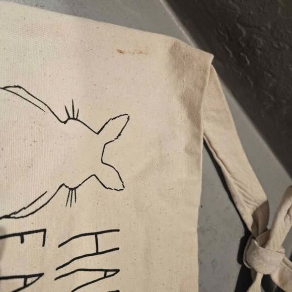 Rae Dunn 'Happy Easter' Canvas Tote Bag with Polka Dot Inner Liner 12" - Picture 4 of 6